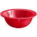 An Acopa Foundations red melamine bowl with a narrow rim.
