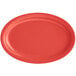 An orange oval platter with a white background.
