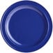 An Acopa Foundations blue melamine plate with a white surface and border.