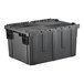 A black plastic Lavex industrial storage box with attached lid.