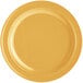 A yellow plate with a white background.