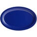 An Acopa Foundations blue melamine oval platter with a narrow rim.