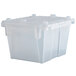A clear Orbis Stack-N-Nest Flipak tote box with a hinged lid.