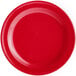 A red plate with a white background.