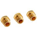 A group of gold brass threaded connectors.