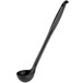 A Tablecraft black ladle with a long black handle.