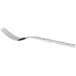 An Acopa Heika stainless steel dinner fork with a curved silver handle.
