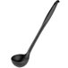 A Tablecraft black silicone-coated stainless steel ladle with a long handle.