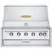 A stainless steel Crown Verity built-in grill with four knobs.