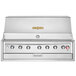 A stainless steel Crown Verity built-in grill with four burners and knobs.
