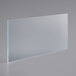 A clear glass panel on a white surface with a blue strip.