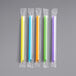 A group of colorful Choice neon boba straws in plastic wrappers.
