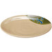 A beige GET Japanese melamine plate with a blue and green swirl design on the surface.