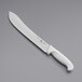 A Choice butcher knife with a white handle.