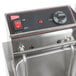 A Cecilware stainless steel commercial electric countertop deep fryer with red knobs.