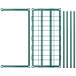 A green metal grid with several rods.