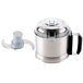 A Robot Coupe stainless steel cutter bowl kit with a plastic lid.