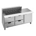 A Beverage-Air stainless steel counter with 4 drawers.