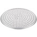 An American Metalcraft Super Perforated Pizza Pan with a circular metal surface and holes.
