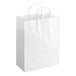 A close up of a white Choice paper bag with handles.