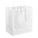 A white shopping bag with handles.