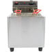 A Cecilware stainless steel electric countertop deep fryer with red handles.