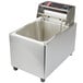 A Cecilware stainless steel electric countertop deep fryer with a lid open.