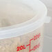 A translucent Cambro lid on a large round plastic container.