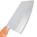 A Thunder Group stainless steel cleaver with a wooden handle.