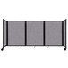A Versare Cloud Gray foldable room divider screen with wheels.