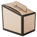 A white cardboard box with a brown and black Sabert lid with a handle.