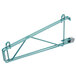 A green Metroseal 3 metal shelf support with a gray metal handle.