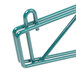 A teal Metro SmartWall G3 shelf support with a hook on it.