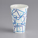A white paper Choice cold cup with blue lines on it.