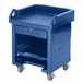 A blue plastic Cambro Versa Cart with standard casters.