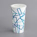 A white paper cold cup with blue lines.