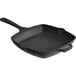 A Valor pre-seasoned square cast iron grill pan with a handle.