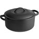 A black Valor cast iron pot with a lid.