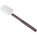 A white and purple Mercer Culinary Hell's Tools silicone spoonula with a handle.