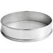 A round stainless steel sieve with a silver finish.