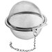 A Choice stainless steel tea ball infuser with chain.
