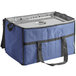 A blue and black Choice large insulated cooler bag with handles.