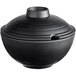 A black GET Nara melamine bowl with a lid.