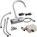 A Waterloo wall mount hands-free sensor faucet with gooseneck spout and cables.