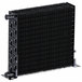 An Avantco black metal condenser coil with a large number of holes.