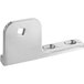 A stainless steel top right hinge for an Avantco AP Series reach-in with a square hole.