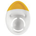 An OXO white and yellow plastic egg separator.