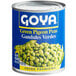 A case of 12 Goya cans of green pigeon peas with blue labels.