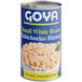 A case of twelve Goya white bean cans with blue labels.