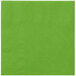 A close-up of a Hoffmaster Fresh Lime Green square paper napkin with a white border.